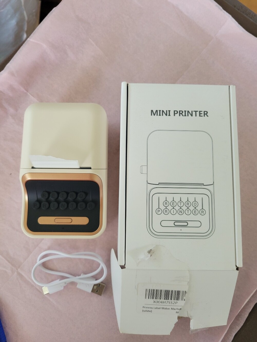 Mini Label Thermal Printer in Cream
